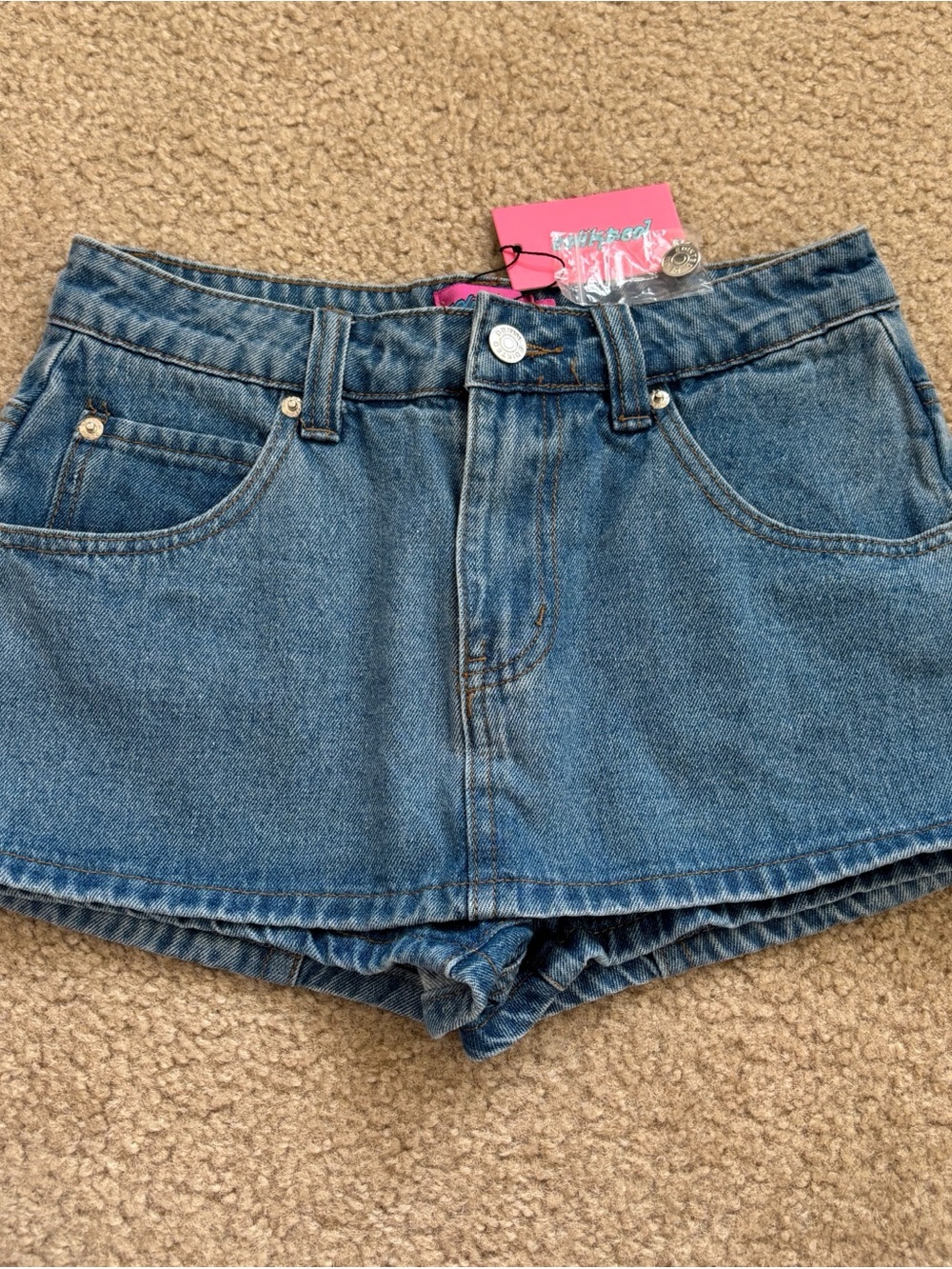 Edikted Blue Denim Mini Skort XS NWT